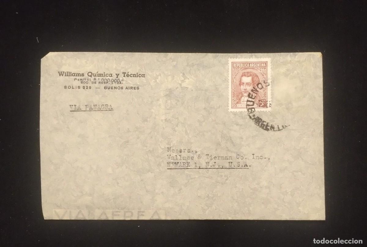Sellos: TS) CIRCA 1953 ARGENTINA, COVER SENT FROM BUENOS AIRES TO NEW JERSEY, AIRMAIL VIA PANAGRA,WITH MARIA