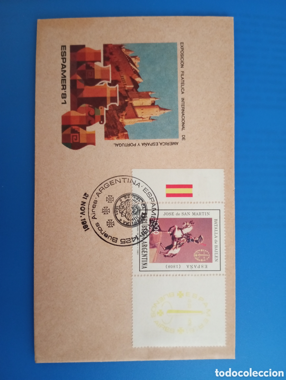 Sellos: ARGENTINA 1981, SPD HISPAMER, BATALLA DE BAILEN