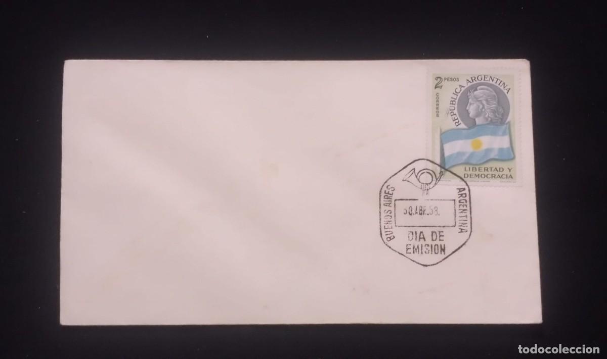 Sellos: TS) 1958 ARGENTINA, FDC,WITH DEMOCRACY AND FREEDOM,VF.