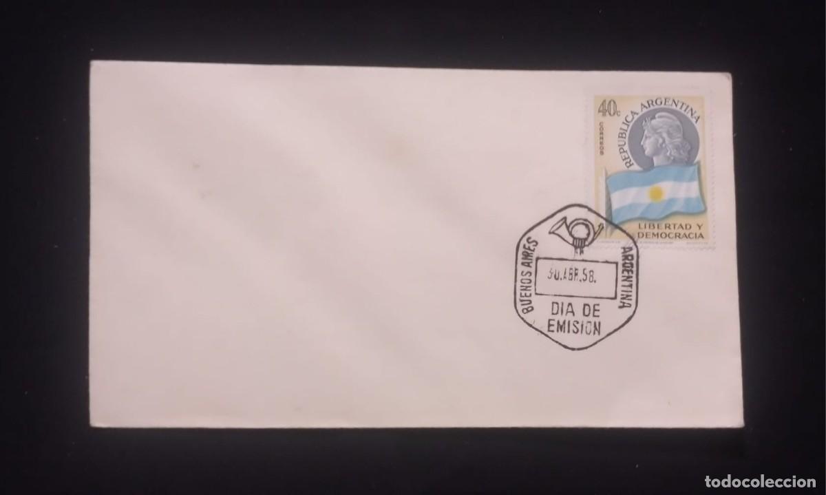 Sellos: TS) 1958 ARGENTINA, FDC,WITH FREEDOM AND DEMOCRACY STAMP,XF.