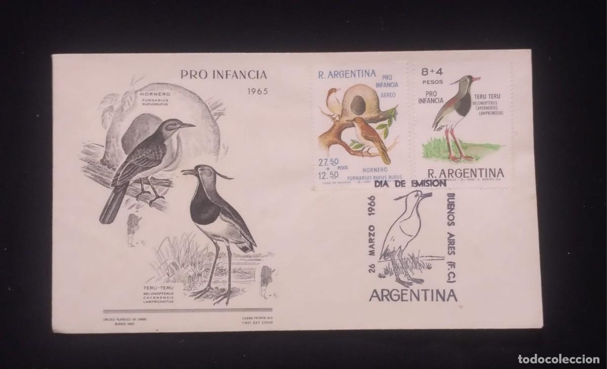 Sellos: TS) 1966 ARGENTINA, FDC, AIRMAIL, WITH PRO INFANCIA 1965&ndash;1966 WITH ILLUSTRATIONS OF NATIVE BIRDS,VF.