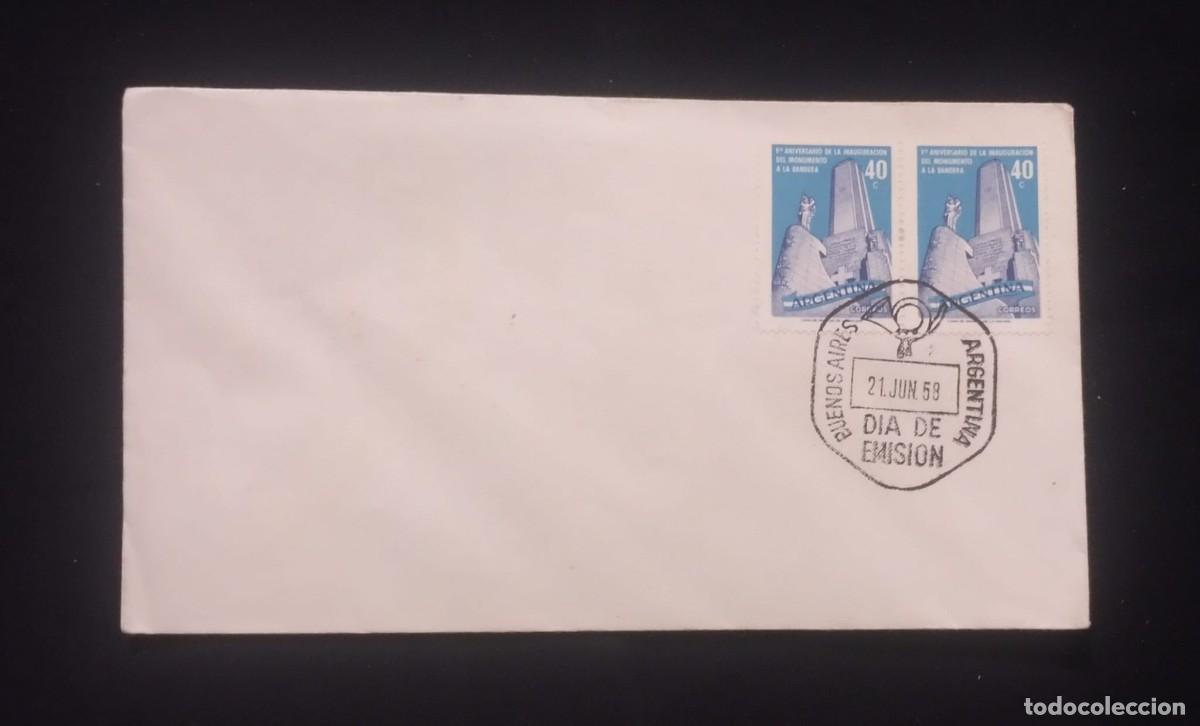Sellos: TS) 1958 ARGENTINA, FDC,WITH THE 1ST ANNIVERSARY OF THE INAUGURATION OF THE FLAG MONUMENT STAMP,XF.