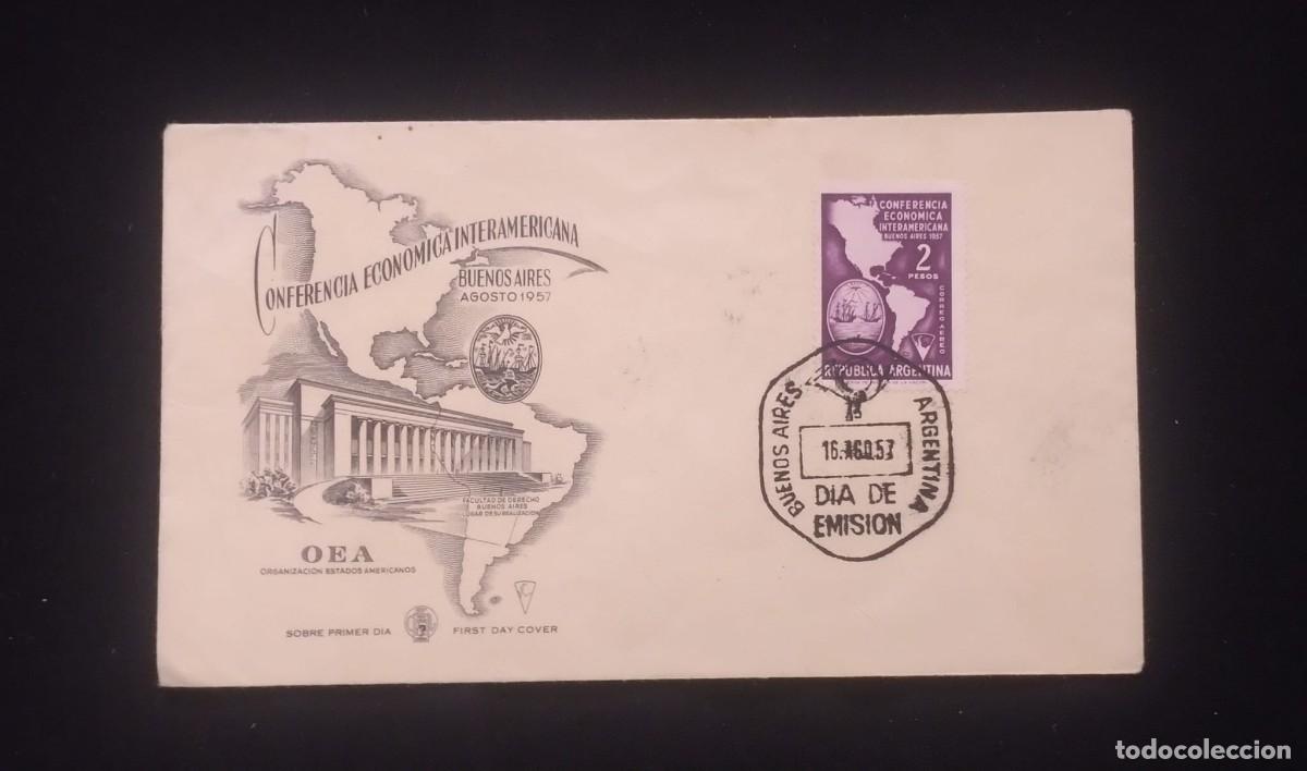 Sellos: TS) 1957 ARGENTINA, FDC, AIRMAIL,WITH THE INTER AMERICAN ECONOMIC CONFERENCE IN BUENOS AIRES,VF.