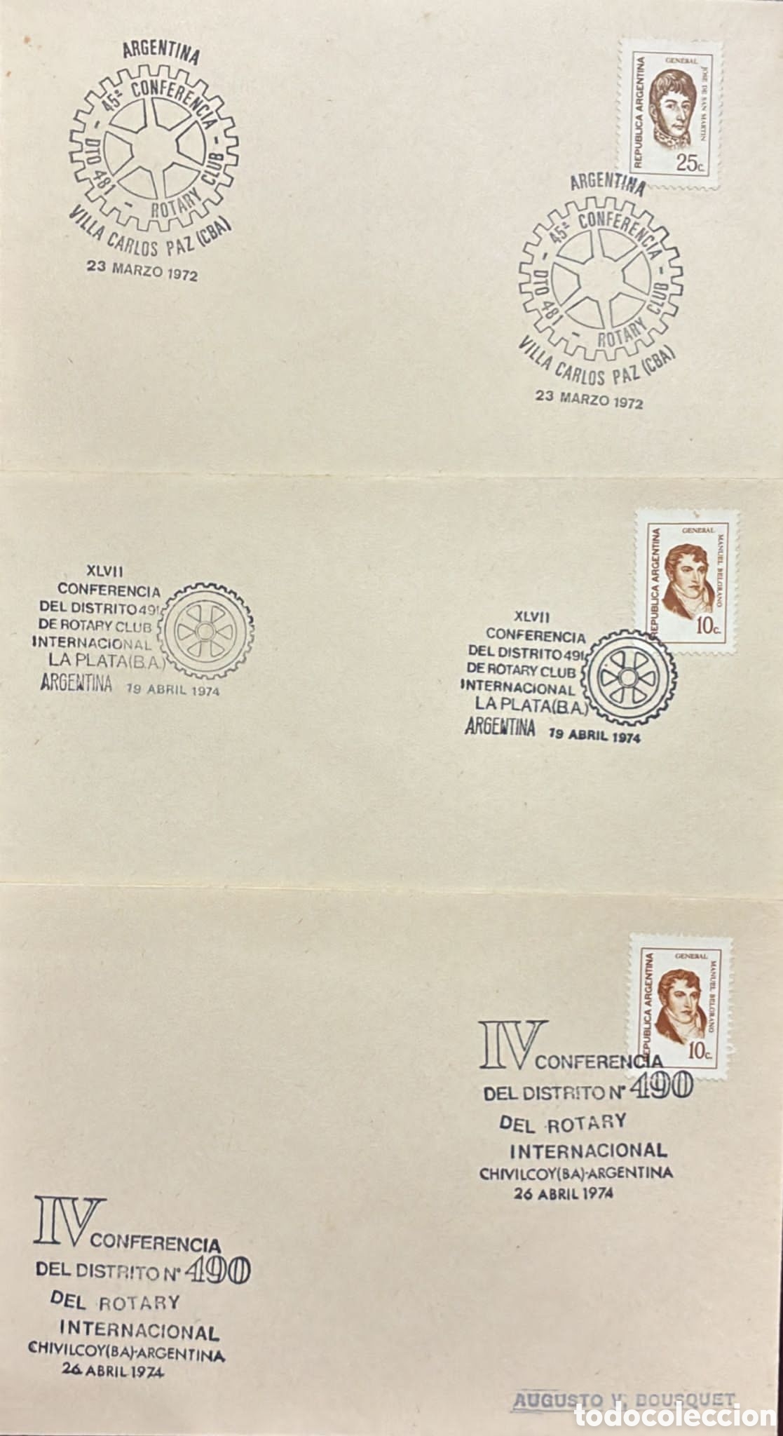 Sellos: CA)Argentina 1974 .Rotary Club commemorative covers and first day covers issued