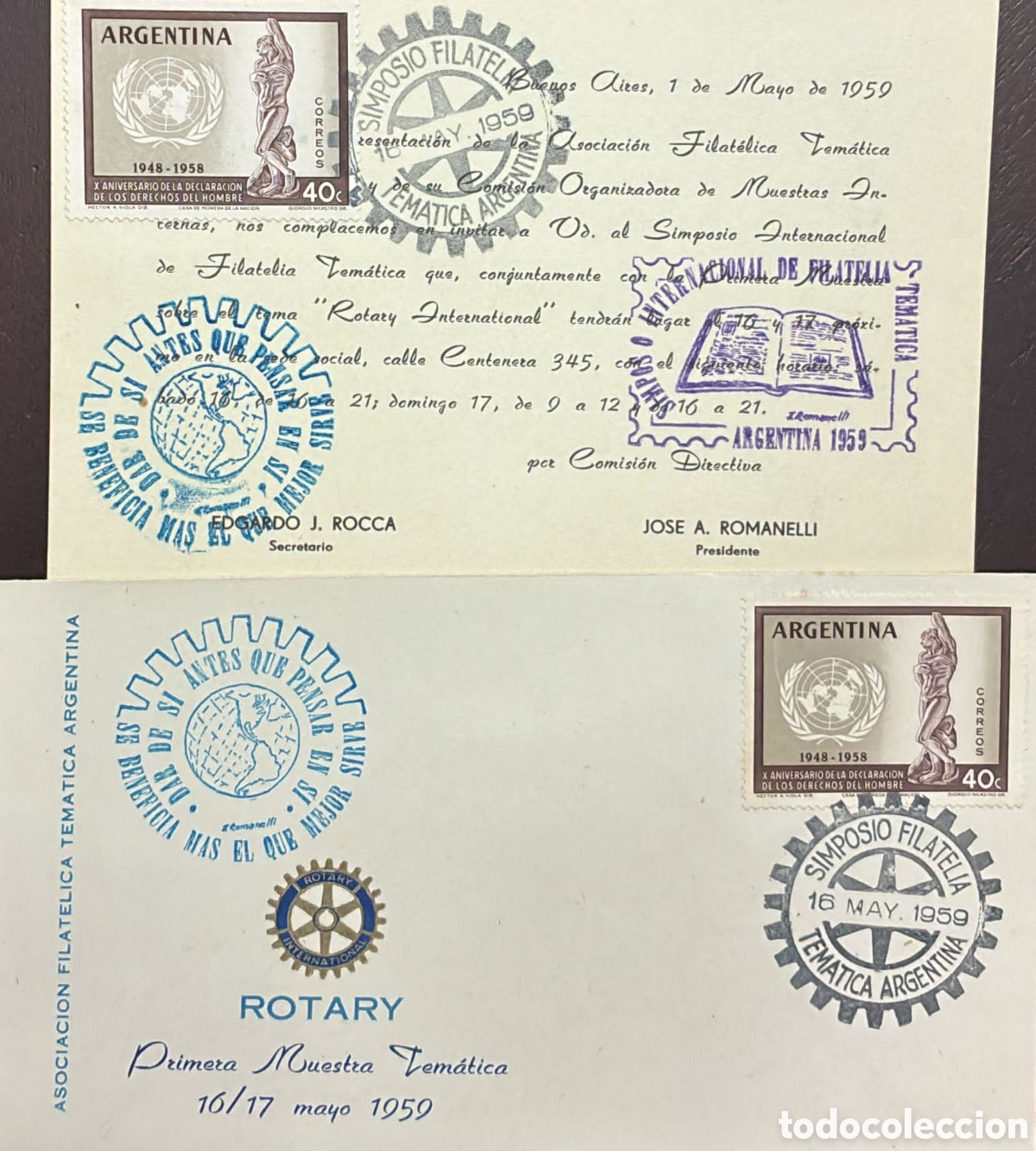 Sellos: CA)Argentina 1959 .Rotary Club commemorative covers and first day covers issued