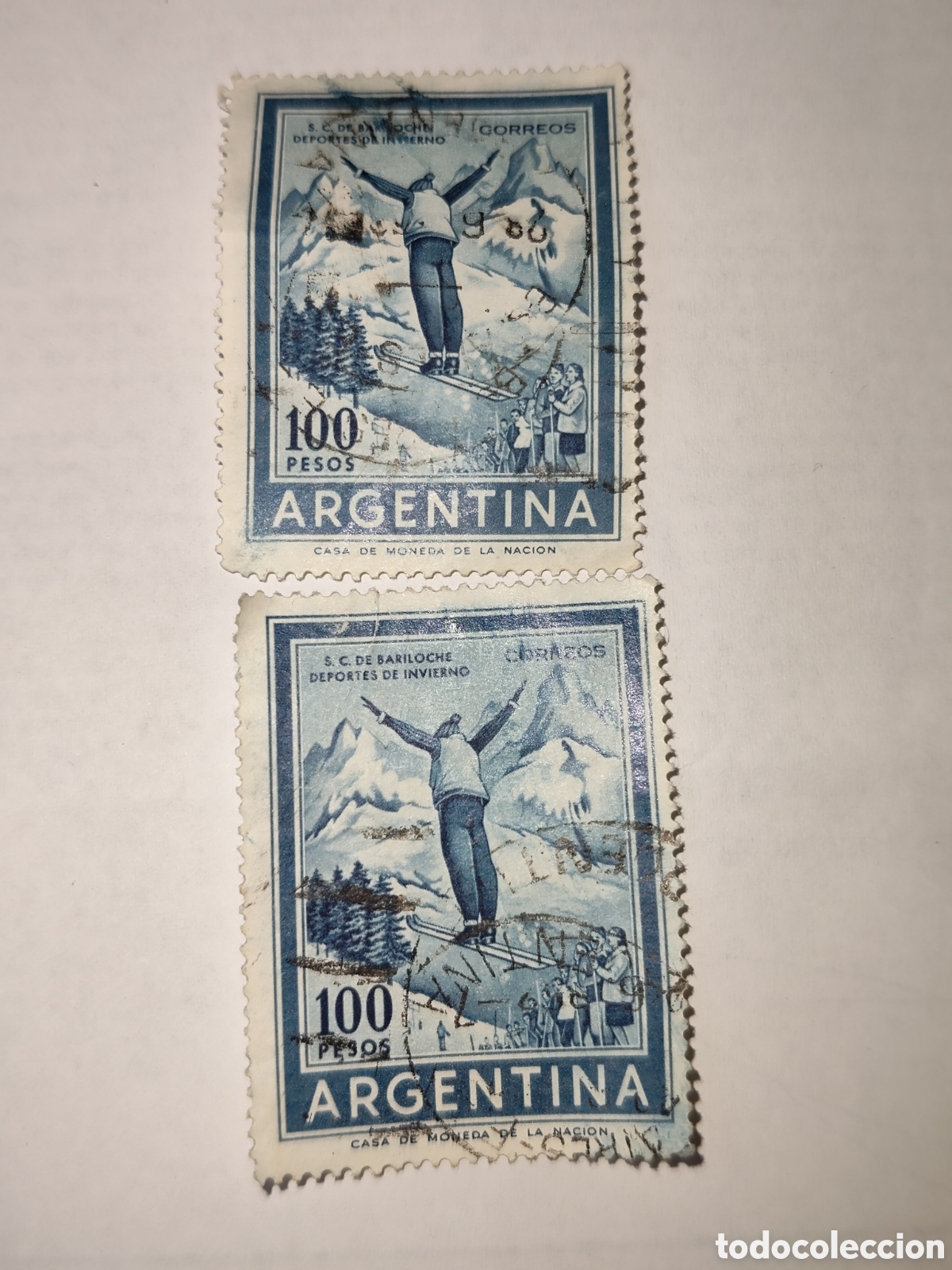 Sellos: 2 Sellos de Argentina deportes de Invierno en San Carlos de Bariloche 1959 usados