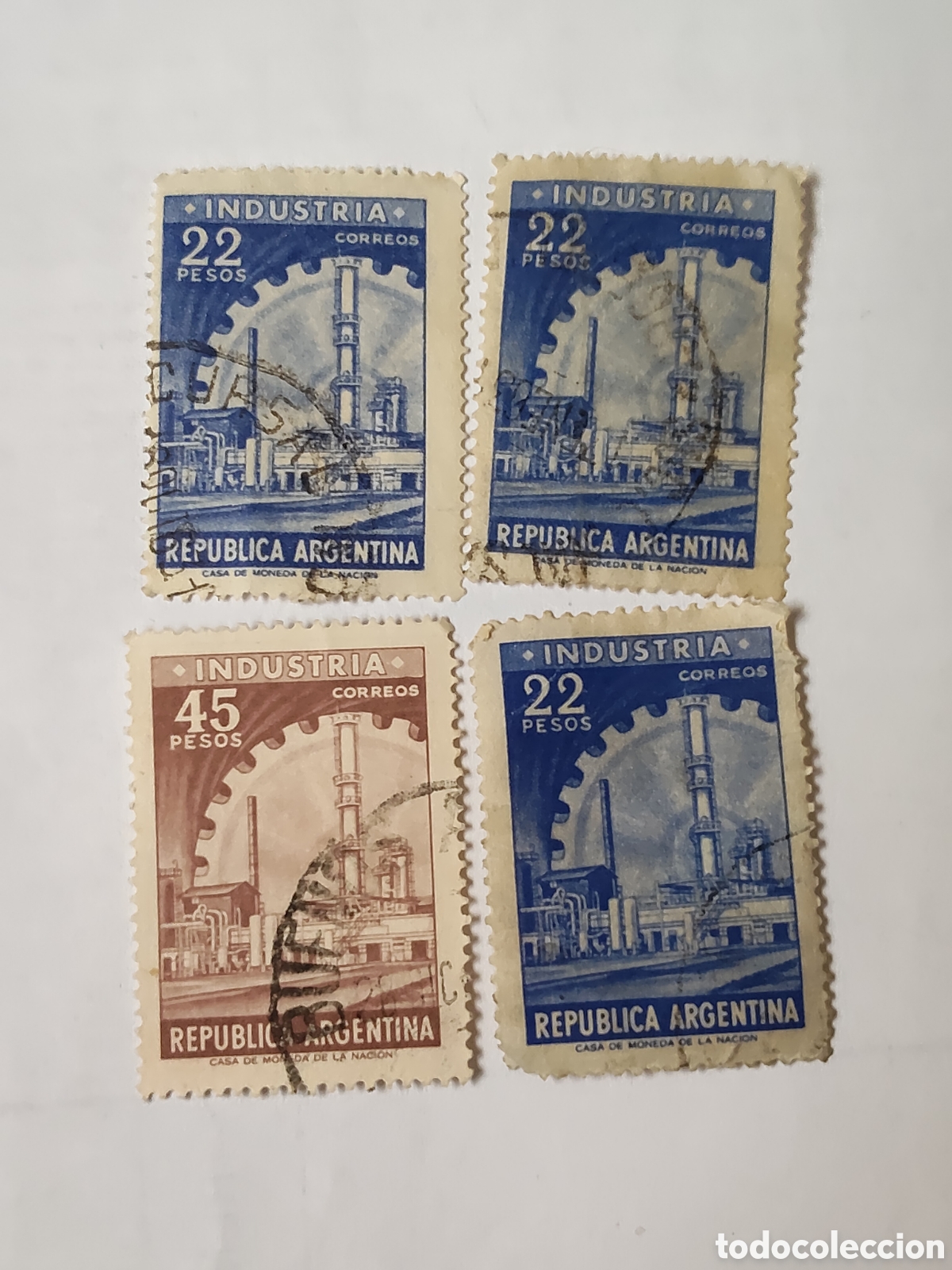 Sellos: 4 Sellos de Argentina fabrica o planta industrial 1959-62 usados