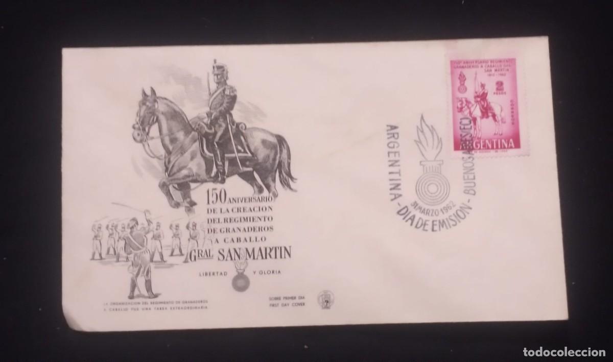 Sellos: TS) 1962 ARGENTINA, FDC,WITH THE 150TH ANNIVERSARY OF GENERAL SAN MARTIN HORSE GRENADIER REGIMENT,VF