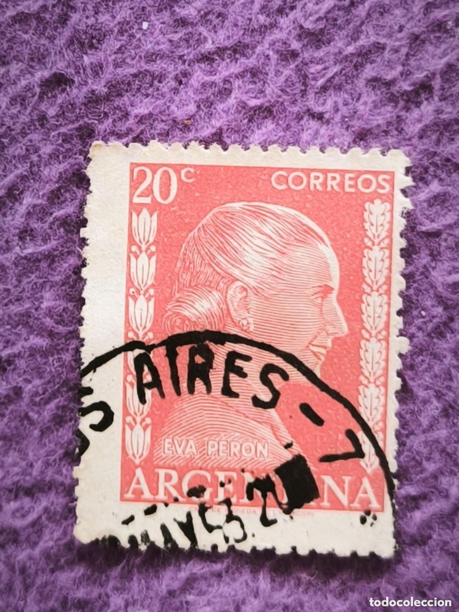 Sellos: Sello Argentina Correos 20c &ndash; Eva Per&oacute;n, Serie Definitiva (Casa De Moneda De La Naci&oacute;n)