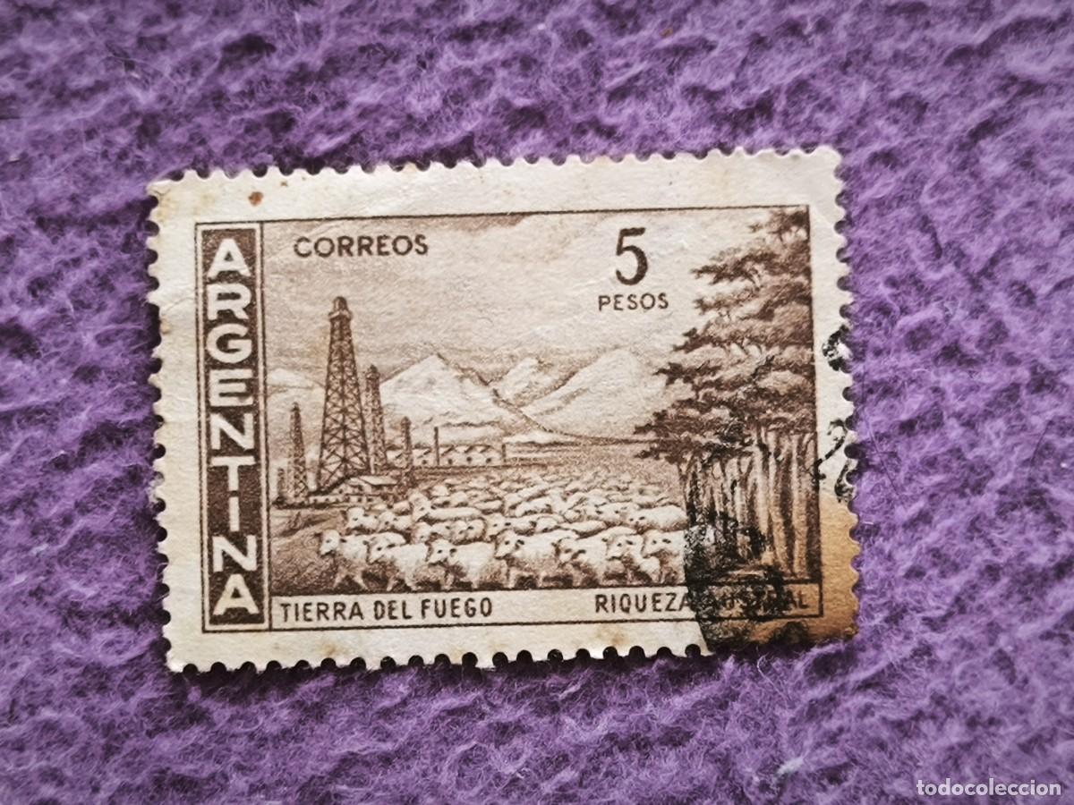 Sellos: Sello Antiguo Argentina Tierra Del Fuego 5 Pesos &ndash; Riqueza Nacional Para Coleccionar