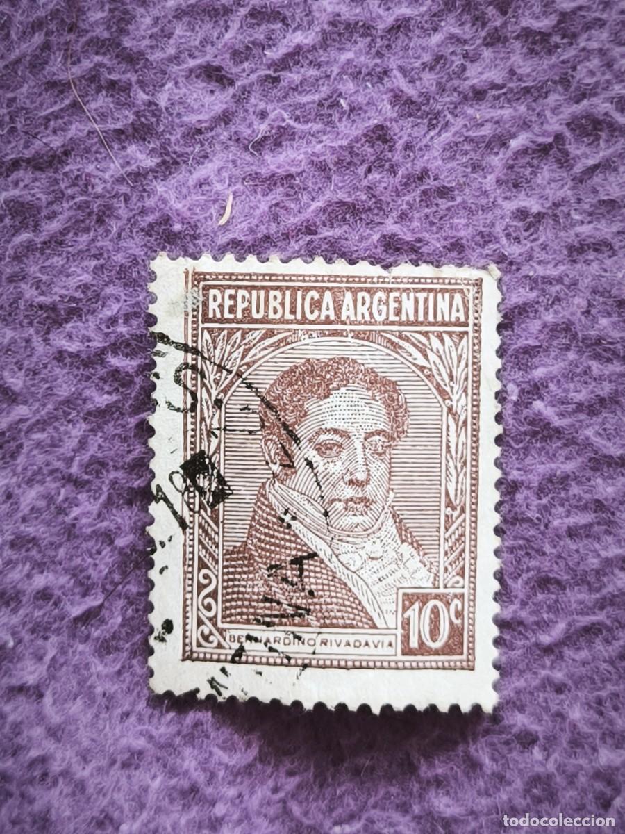 Sellos: Sello Antiguo Argentina 10 Centavos &ndash; Bernardino Rivadavia Retrato Pr&oacute;cer Para Coleccionistas