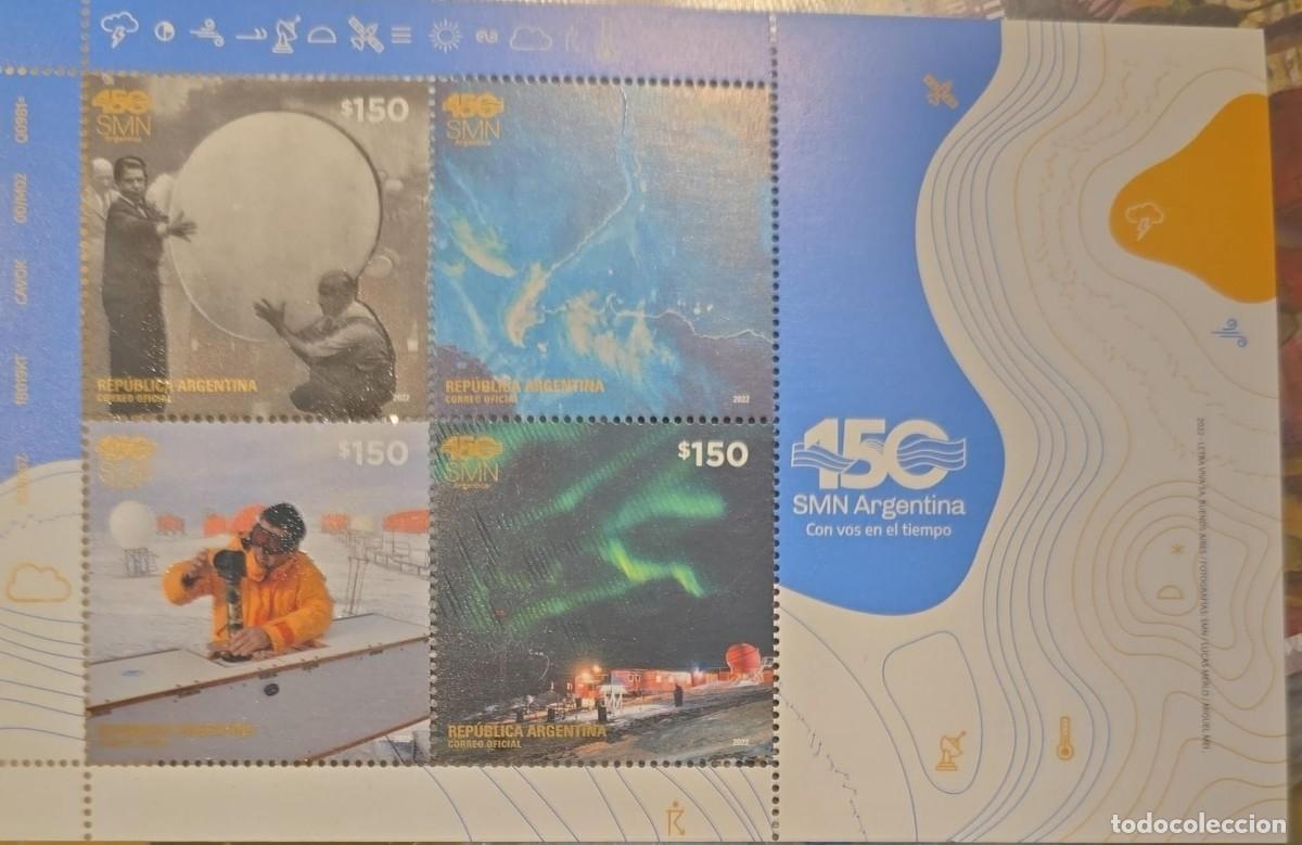 Sellos: O) 2022 ARGENTINA, ANNIVERSARY OF THE NATIONAL METEOROLOGICAL SERVICE, RESEARCH, RADIOSONDE. 1939, S
