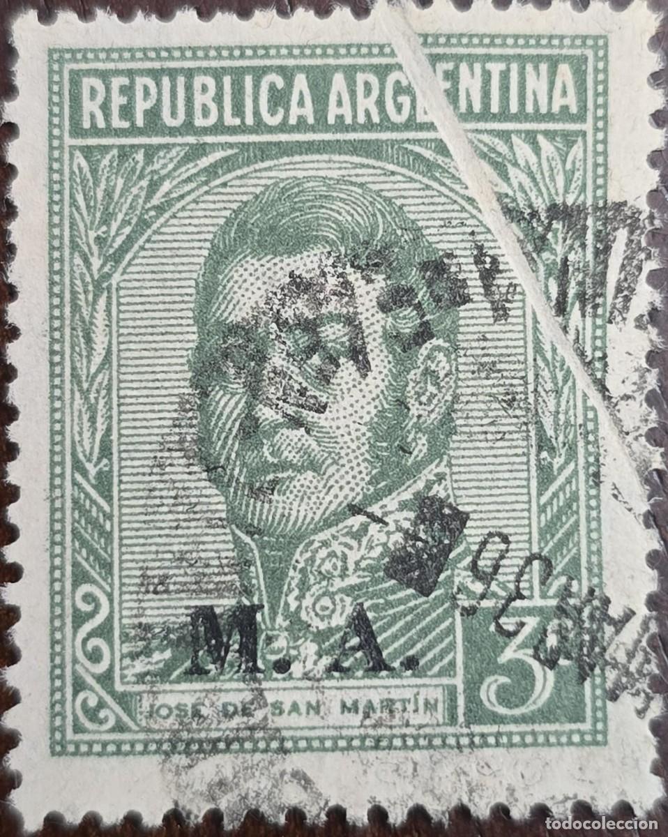 Sellos: MI) 1935 ARGENTINA PAPER FOLD, JOS&Eacute; FRANCISCO DE SAN MART&Iacute;N, USED