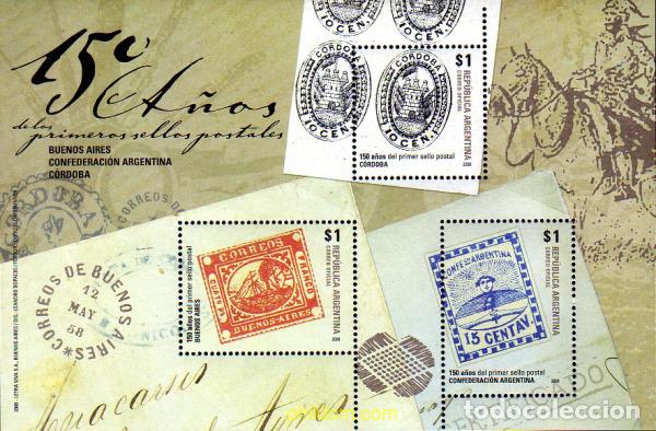 Sellos: 228640 MNH ARGENTINA 2008 150 ANIVERSARIO DEL PRIMER SELLO ARGENTINO