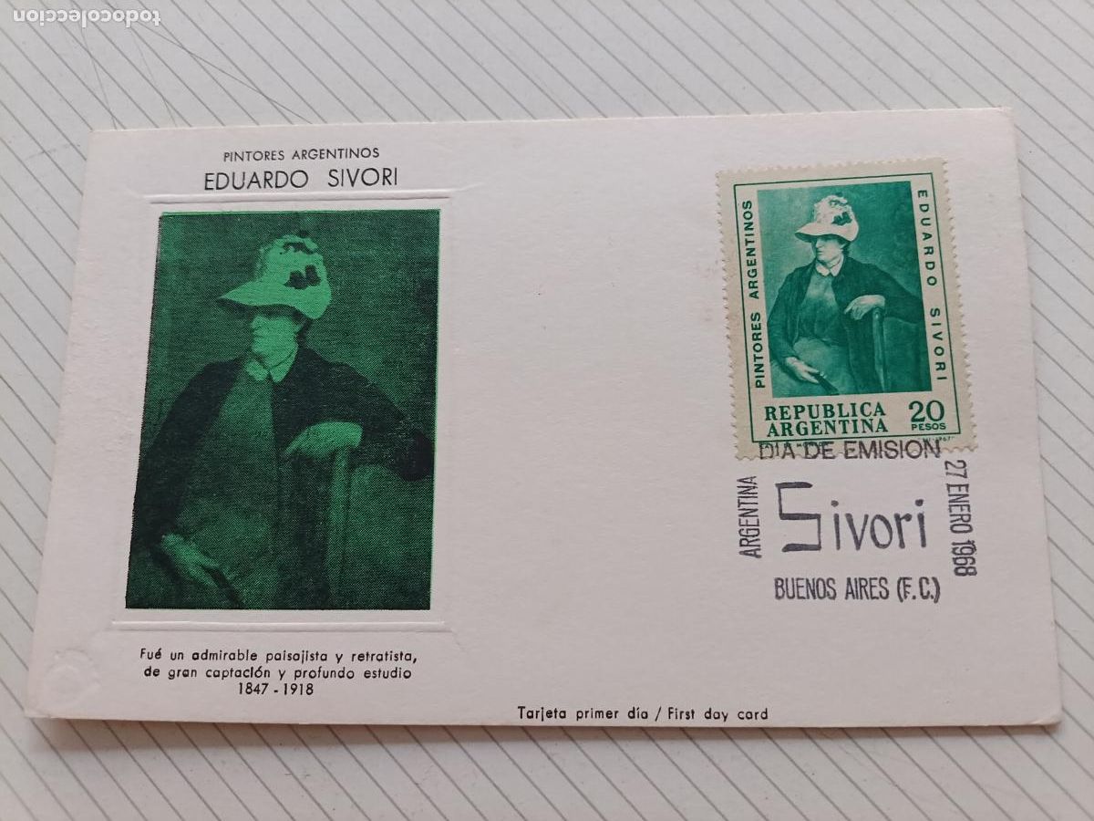 Sellos: Argentina. Tarjeta m&aacute;xima. Eduardo Sivori
