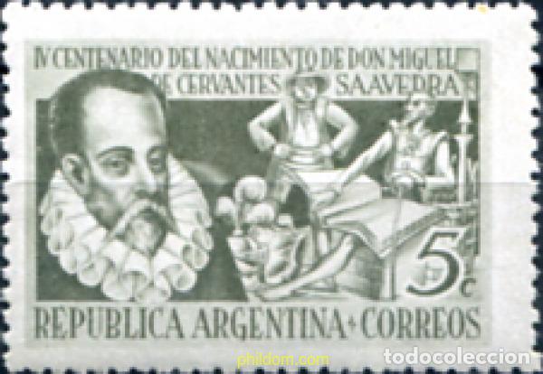 Sellos: 725831 MNH ARGENTINA 1947 CUARTO CENTENARIO DEL NACIMIENTO DE CERVANTES