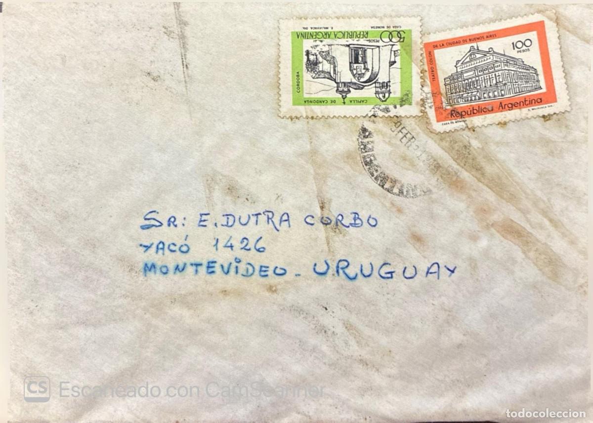 Sellos: MI) 1978 ARGENTINA, COVER MAILED TO MONTEVIDEO, URUGUAY, FRANKED WITH TWO STAMPS FROM THE &rdquo;BUILDINGS