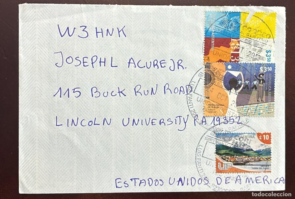 Sellos: TS) 2013 ARGENTINA, COVER SENT FROM RAFAELA TO PENNSYLVANIA,BICENTENNIAL OF THE CONSTITUENT ASSEMBLY