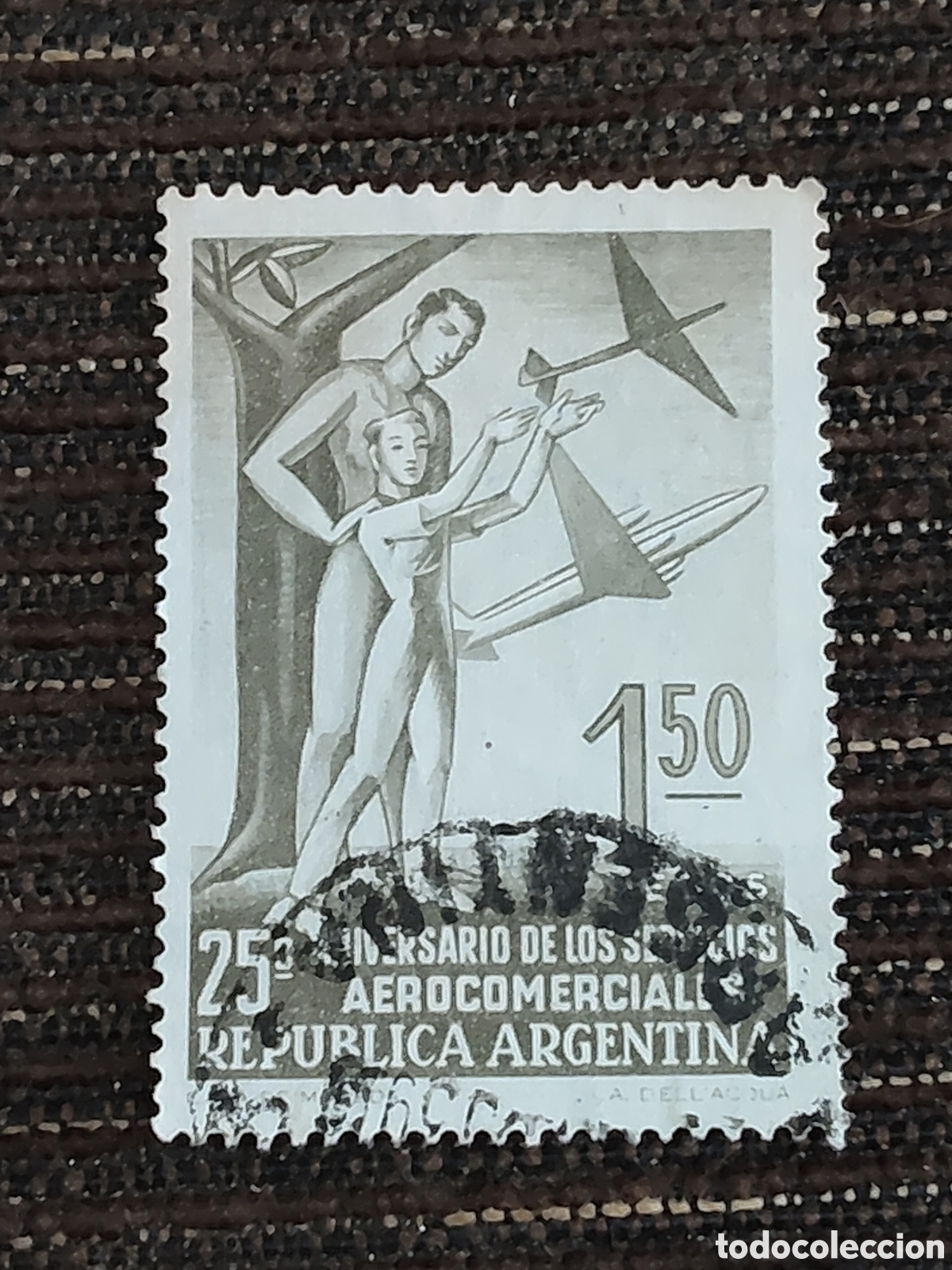 Sellos: Sello de Argentina 25 aniversario de los servicios a&eacute;reo comerciales 1955
