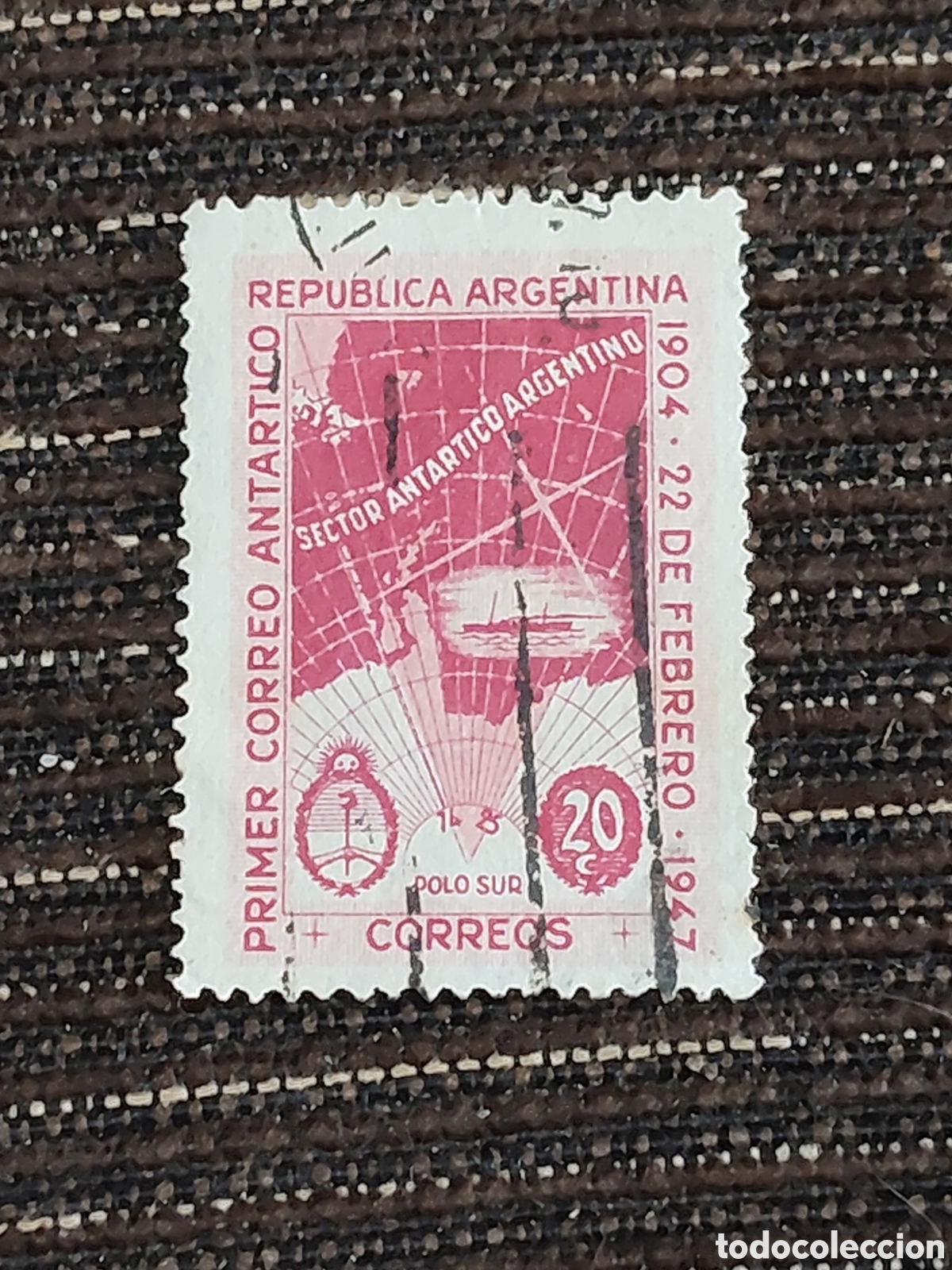 Sellos: Sello de Argentina primer correo Ant&aacute;rtico 1947