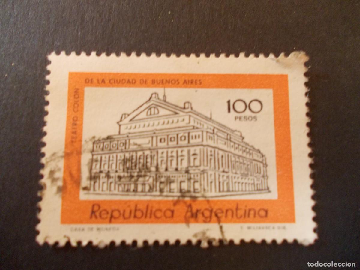 Selos: Sello Teatro Col&oacute;n 100 pesos Argentina Buenos Aires filatelia hist&oacute;rica