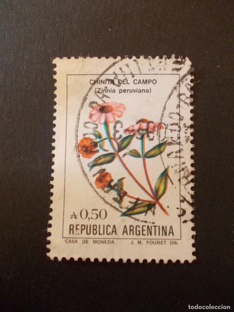 Stamps: Sello Chinita del Campo Zinnia peruviana ₳0,50 Rep&uacute;blica Argentina filatelia botanica 1983 Fouret