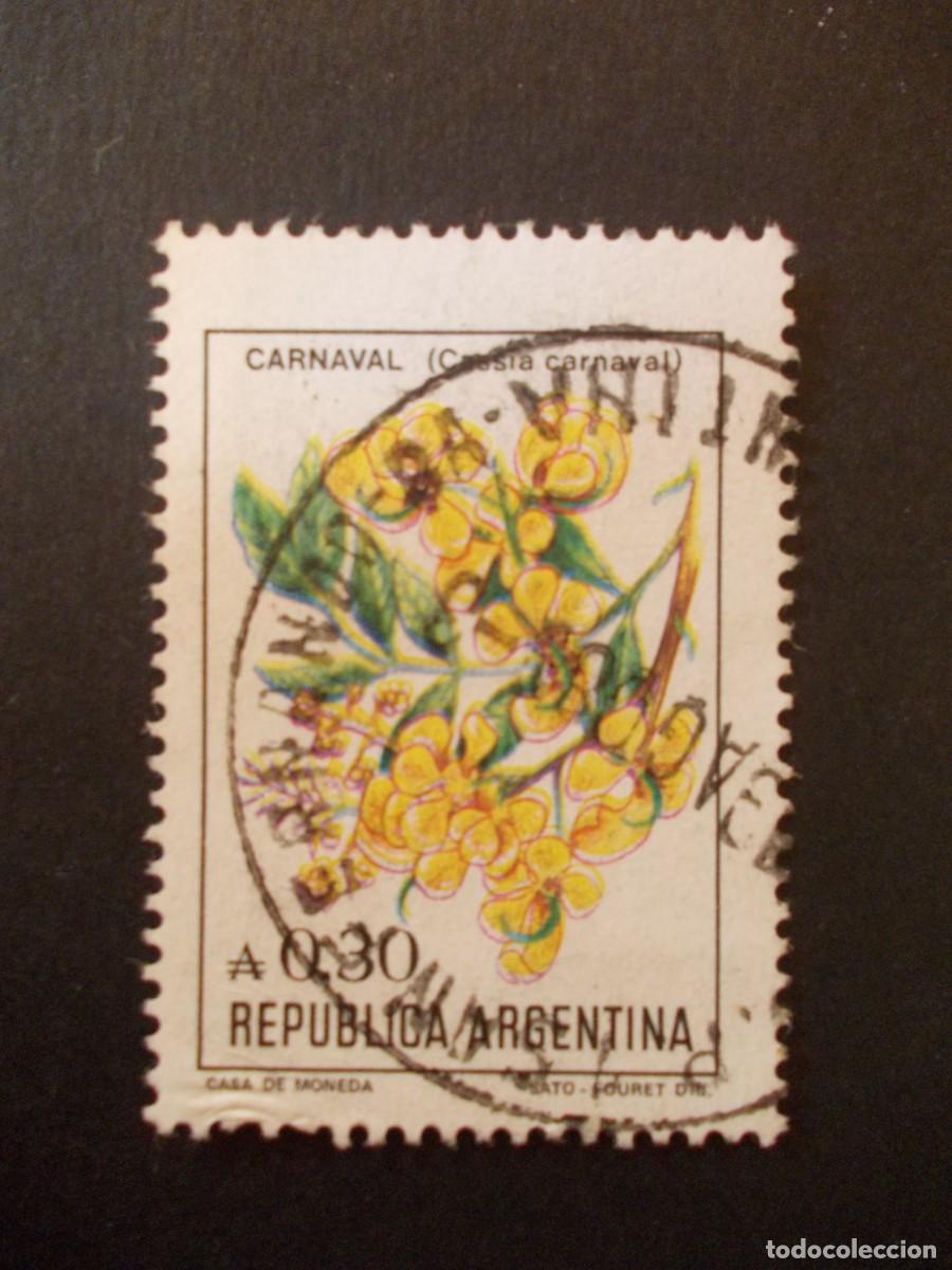 Timbres: Sello Carnaval Cassia carnaval ₳0,30 Rep&uacute;blica Argentina filatelia botanica 1983 Fouret