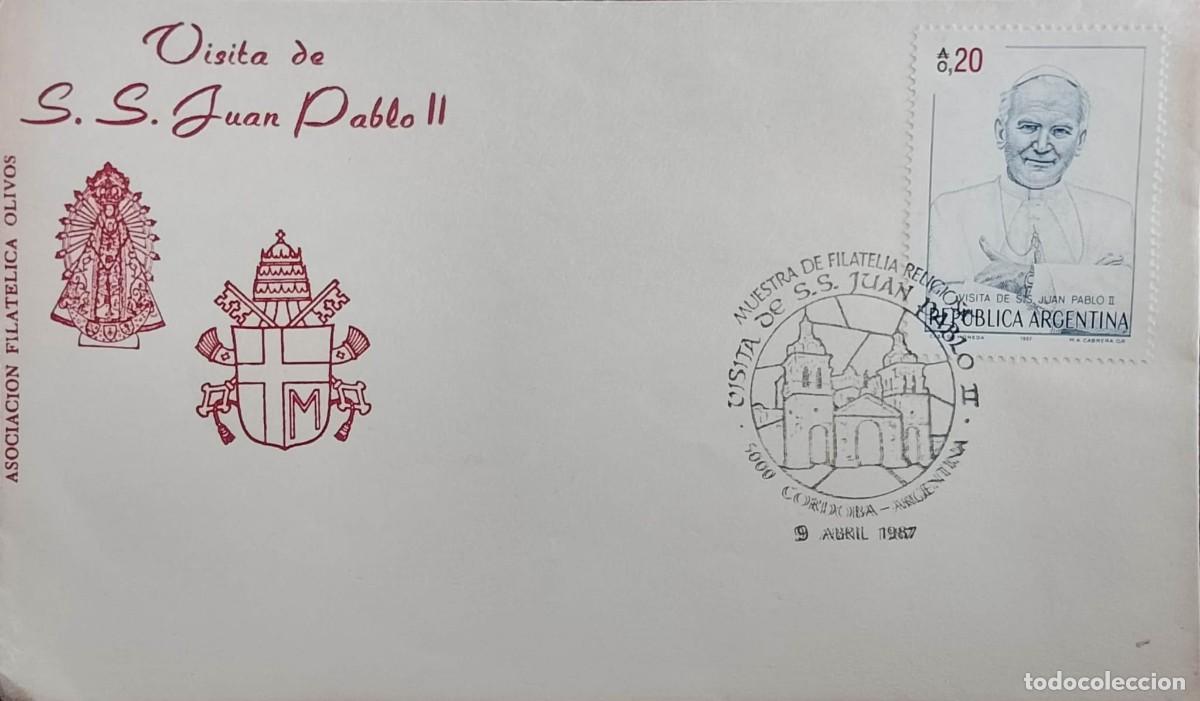 Sellos: TS) 1987, ARGENTINA, COMMEMORATIVE COVER MARKING THE HISTORIC SECOND APOSTOLIC VISIT OF POPE JOHN PA