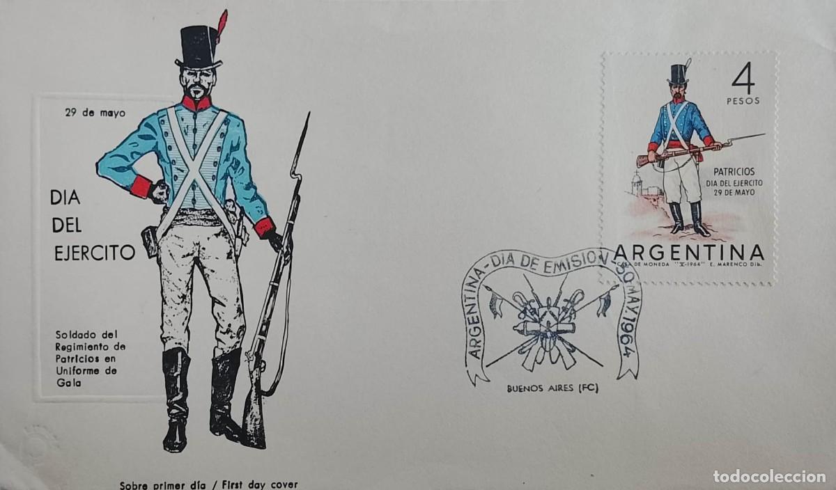 Sellos: TS) 1964, ARGENTINA, FIRST DAY COVER DEDICATED TO &rdquo;ARGENTINE ARMY DAY&rdquo;; THE COVER AND STAMP DEPICT A