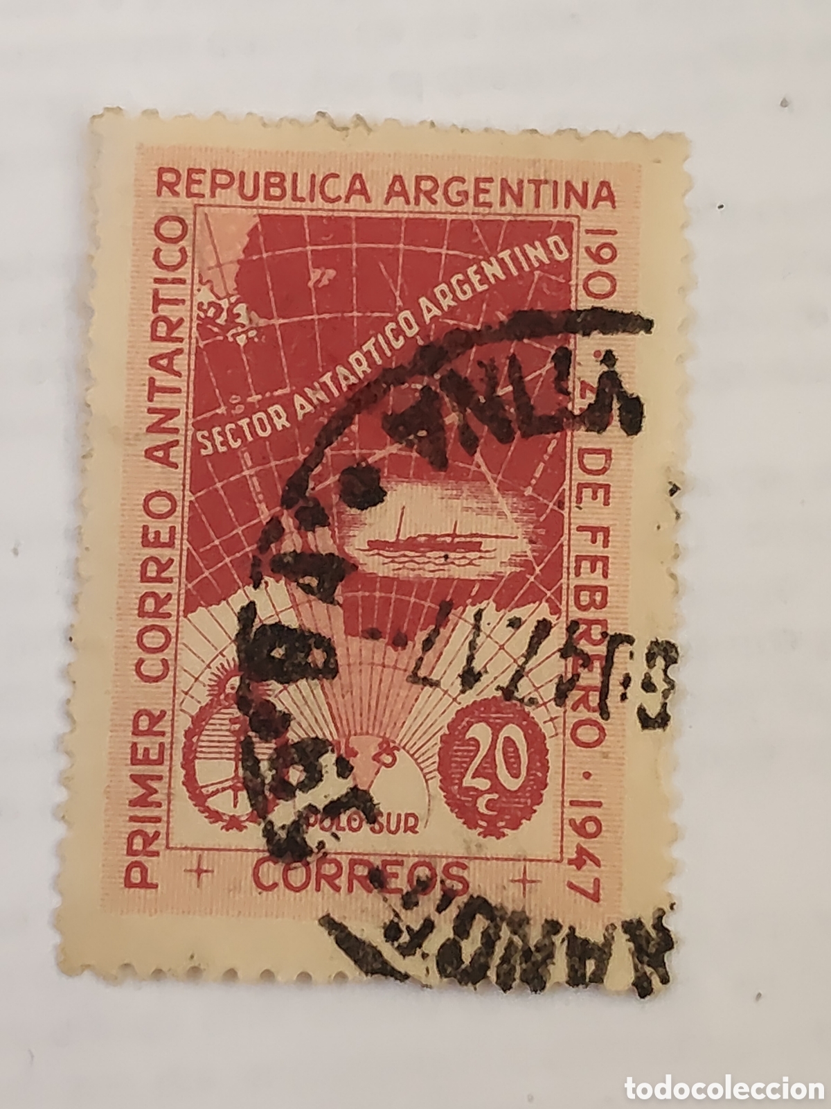 Sellos: Sello de Argentina primer correo Ant&aacute;rtico 1947