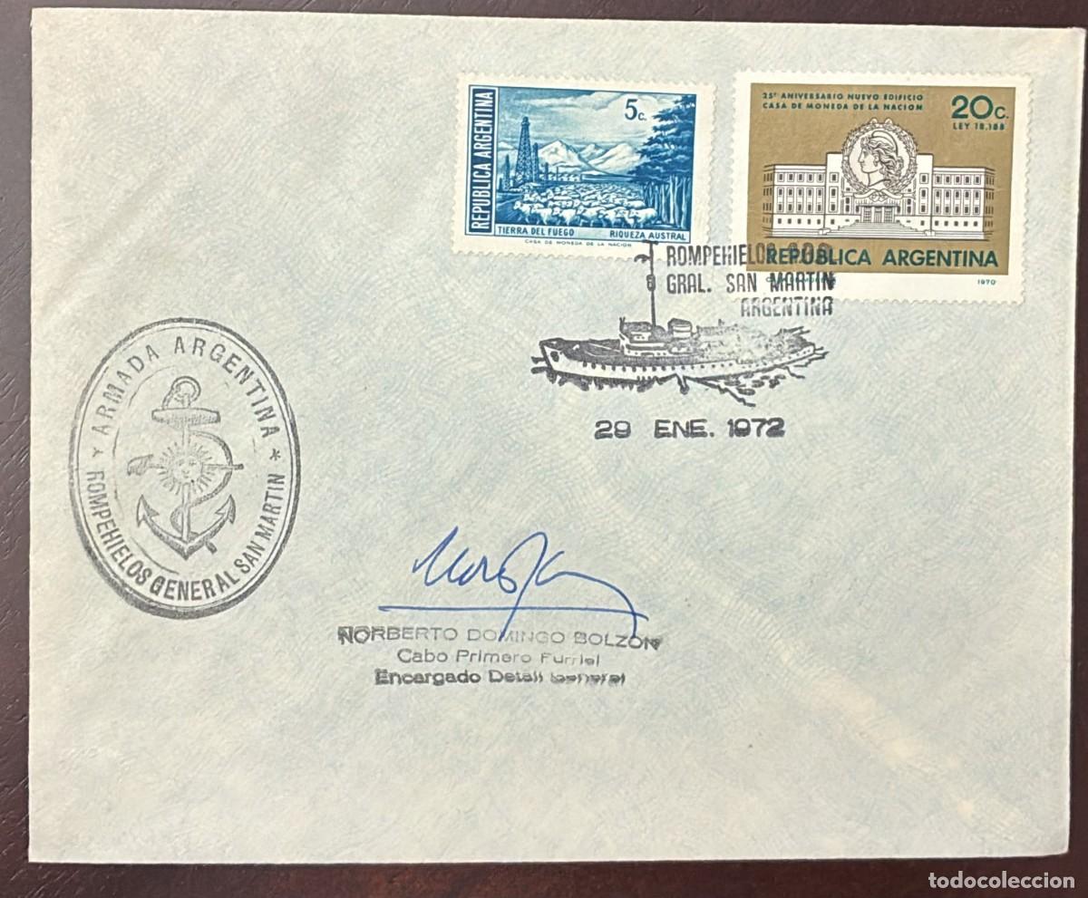 Sellos: TS)1972, ARGENTINA, COMMEMORATIVE COVER FROM THE POST OFFICE ABOARD THE ICEBREAKER A.R.A. *GENERAL S