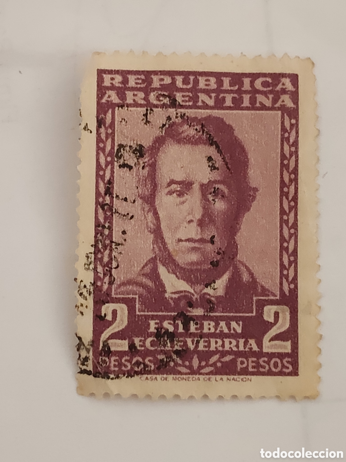 Sellos: Sello de Argentina escritor y poeta Argentino Esteban Echeverr&iacute;a 1957
