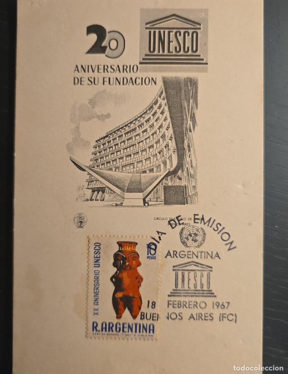 Sellos: TS)1967, ARGENTINA, FIRST DAY COVER COMMEMORATING THE &rdquo;20TH ANNIVERSARY OF THE FOUNDING OF UNESCO,&rdquo;