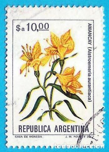 Sellos: Argentina. 1983. Scott # 1483. Flores. Amancay