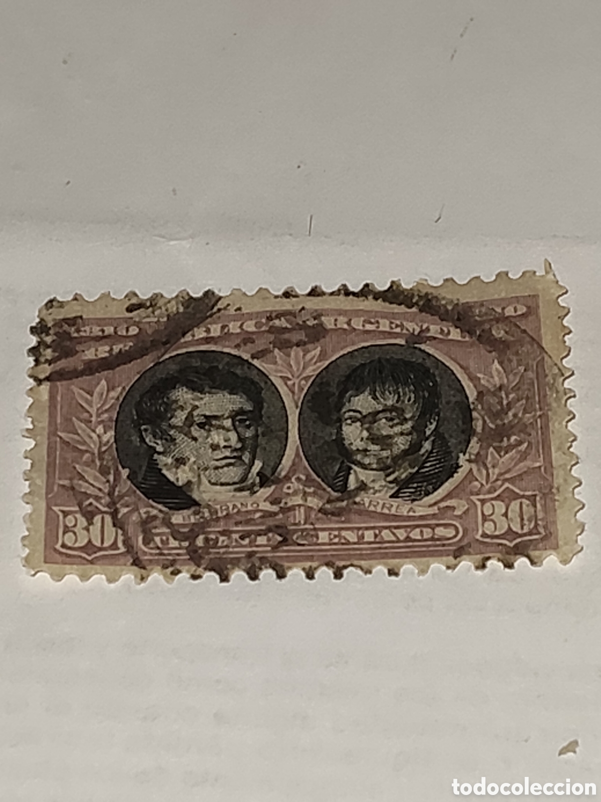 Selos: Sello de Argentina centenario de la revoluci&oacute;n de Mayo Manuel Belgrano y Juan Larrea 1910