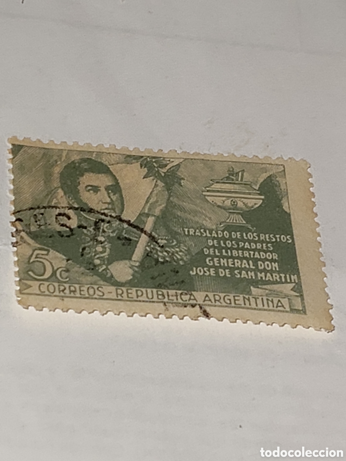 Selos: Sello de Argentina traslado de los restos de sus padres del Gral Jos&eacute; de San Mart&iacute;n 1947