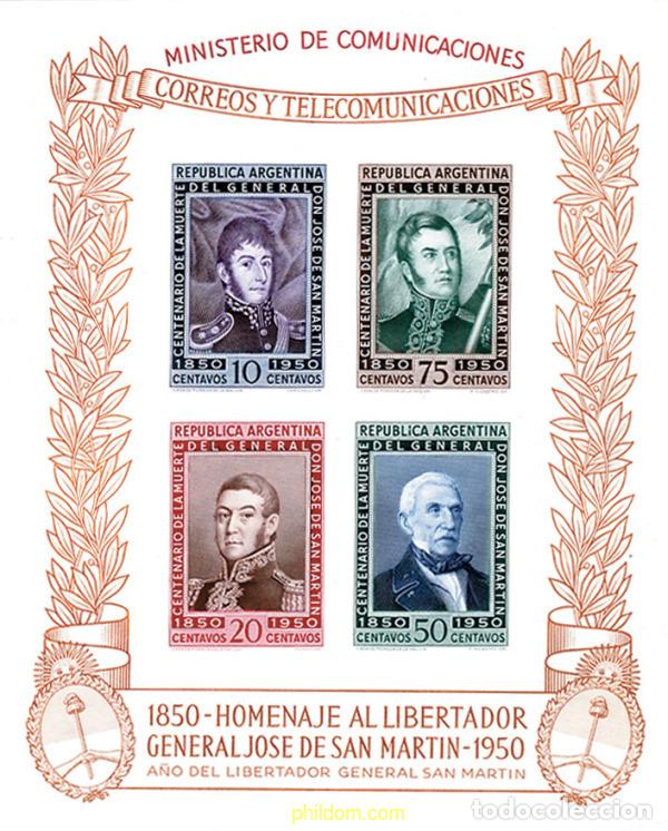 Briefmarken: 161245 MNH ARGENTINA 1950 100 ANIVERSARIO DE LA MUERTE DEL GENERAL JOSE DE SAN MARTIN