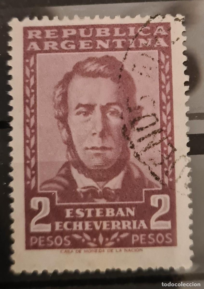 Sellos: Sello usado de Argentina 1957: Efigie del poeta Esteban Echeverr&iacute;a