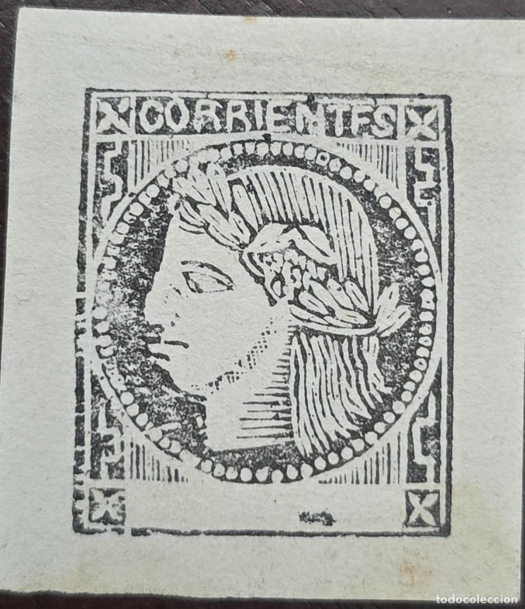 Sellos: MI) 1856 CORRIENTES, ARGENTINA, CERES, PROOF, WITHOUT FACE VALUE, PRINTED IN BLACK INK ON WHITE/CREA