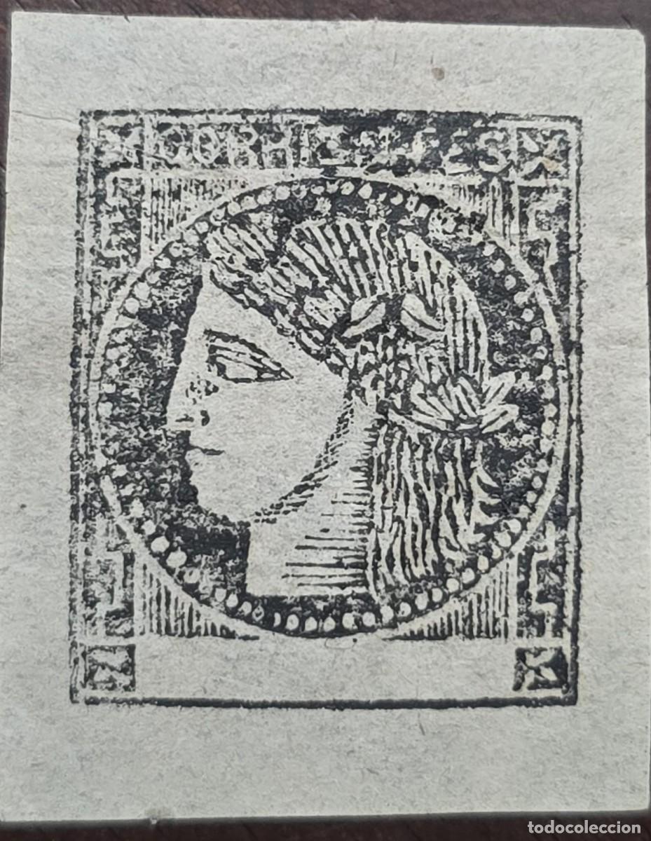 Sellos: MI) 1856 CORRIENTES, ARGENTINA, CERES, PROOF, WITHOUT FACE VALUE, PRINTED IN BLACK INK ON WHITE/CREA