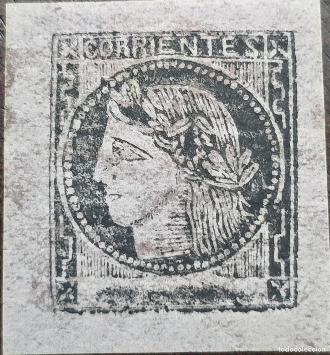 Sellos: MI) 1856 CORRIENTES, ARGENTINA, CERES, PROOF, WITHOUT FACE VALUE, PRINTED IN BLACK INK ON WHITE PAPE