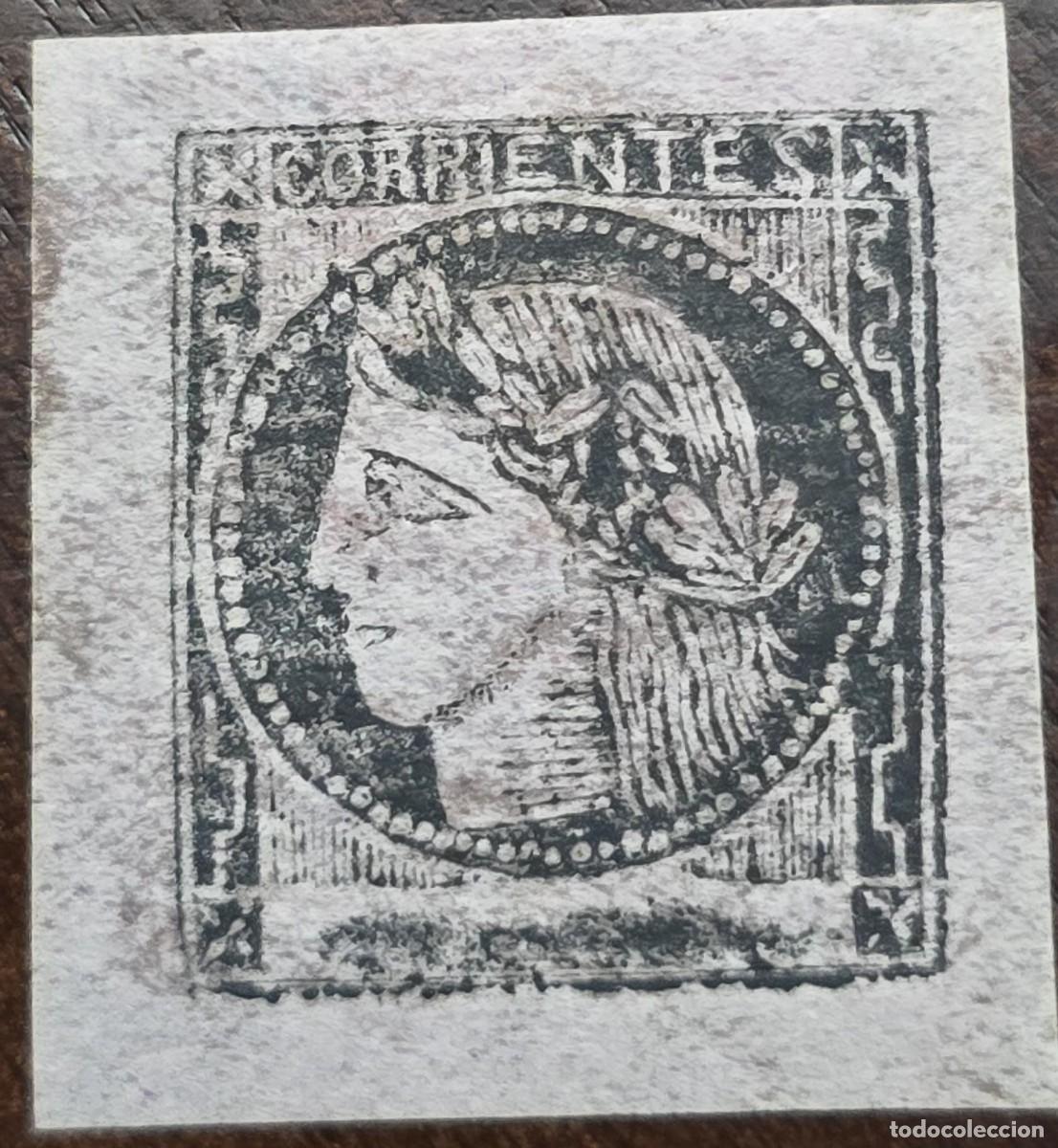 Sellos: MI) 1856 CORRIENTES, ARGENTINA, CERES, PROOF, WITHOUT FACE VALUE, PRINTED IN BLACK INK, IN PERFECT C