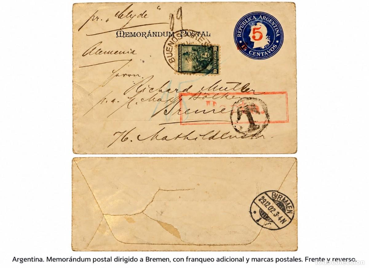 Sellos: O) 1903 ARGENTINA,TAX. T, LIBERTY HEAD 10c, LIBERTY HEAD, SURCHARGE IN RED, 5c on 15c blue, MEMOR