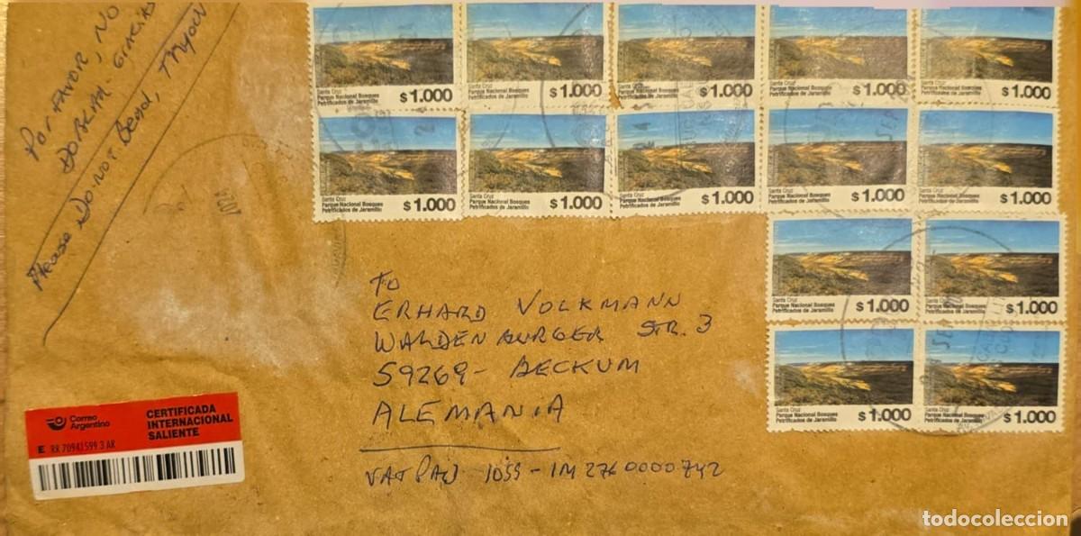 Sellos: TS.)2023, ARGENTINA, BUENOS AIRES A BECKUM, CORREO AEREO, CATORCE ESTAMPILLAS DE LA SERIE DE PARQUES