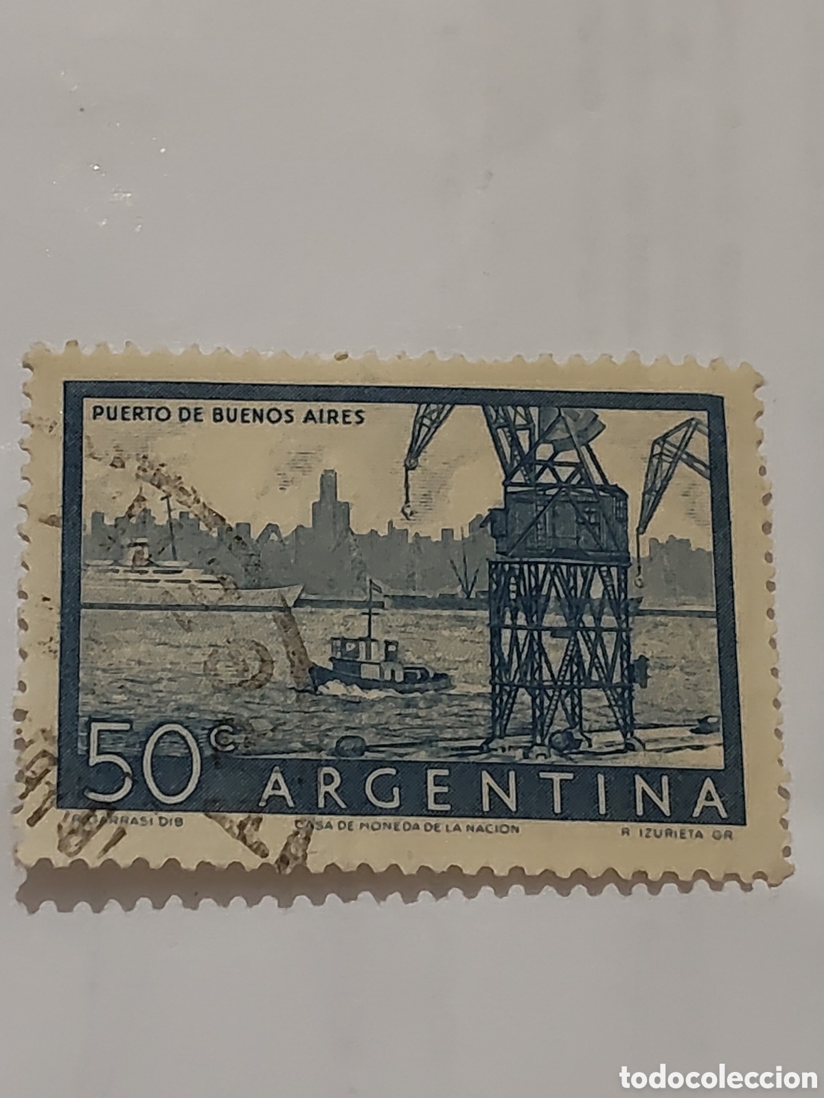 Sellos: Sello de Argentina vista industrial del Puerto de Buenos aires 1954