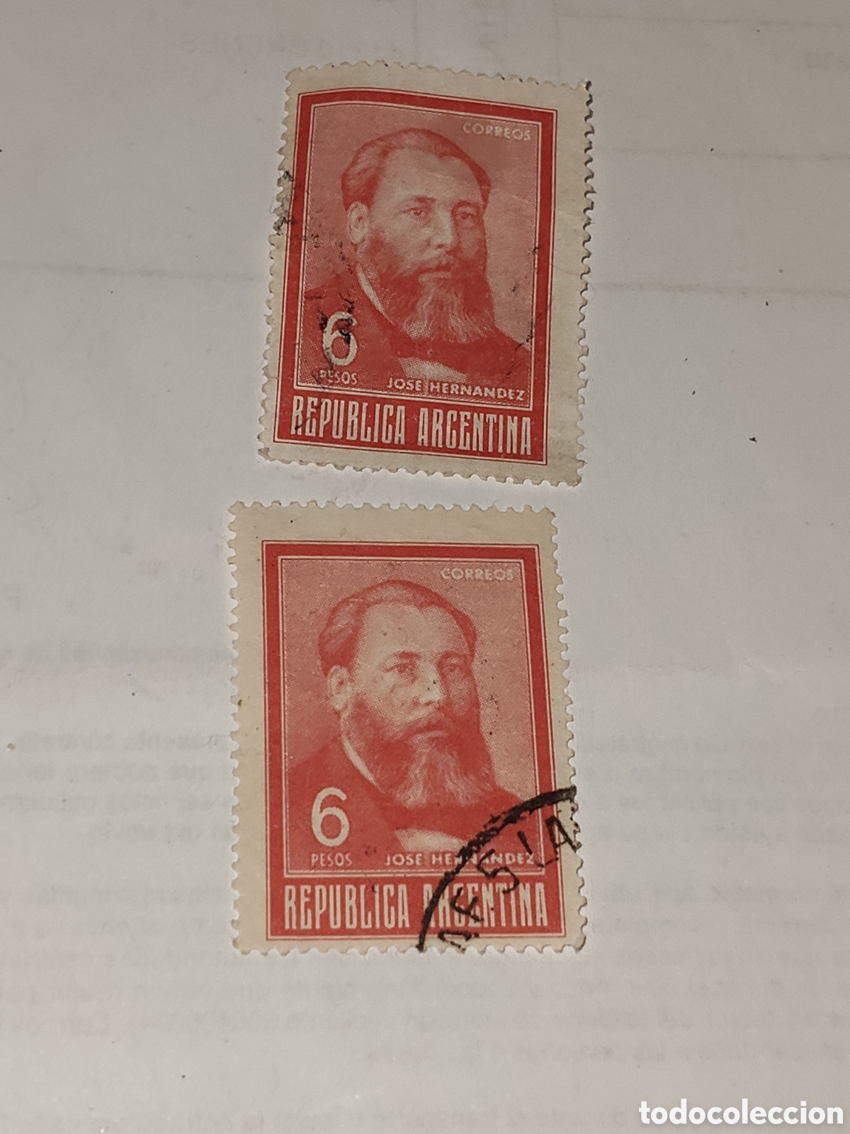 Sellos: 2 sellos de Argentina Jos&eacute; Hern&aacute;ndez celebre poeta,pol&iacute;tico y periodista Argentino 1970