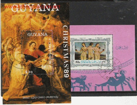 Timbres: BONITO LOTE DE HOJITAS BLOQUE DE PINTURA LAS DE LA FOTO