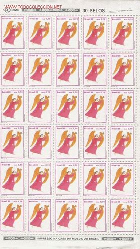 Briefmarken: ANGEL ANUNCIADOR MAGNIFICO PLIEGO DE 30 SELLOS DE BRASIL NUEVO PERFECTO ALTO VALOR DE CATALOGO