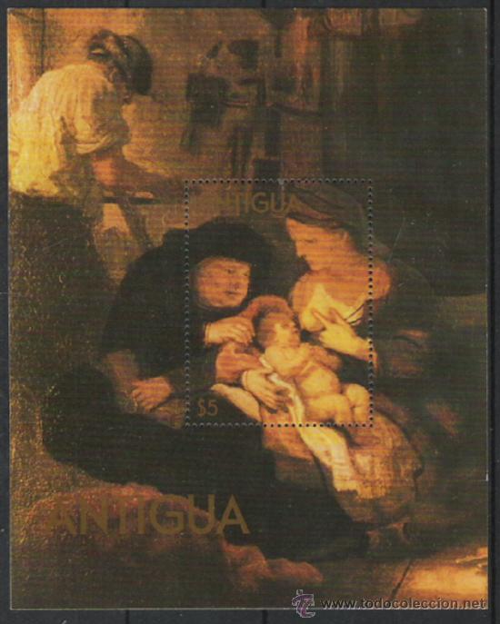 Timbres: TEMA NAVIDAD Y PINTURA HOJA BLOQUE NUEVA N&ordm; 48 REMBRAND