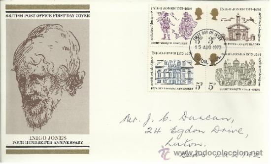 Stamps: INGLATERRA SPD INIGO JONES ARQUITECTURA TEATRO ARTE